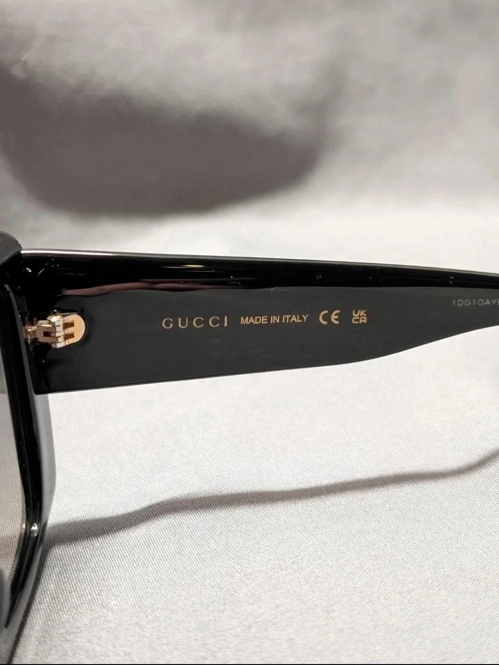 Gucci Black Square Frame Sunglasses with Gold Logo Accent